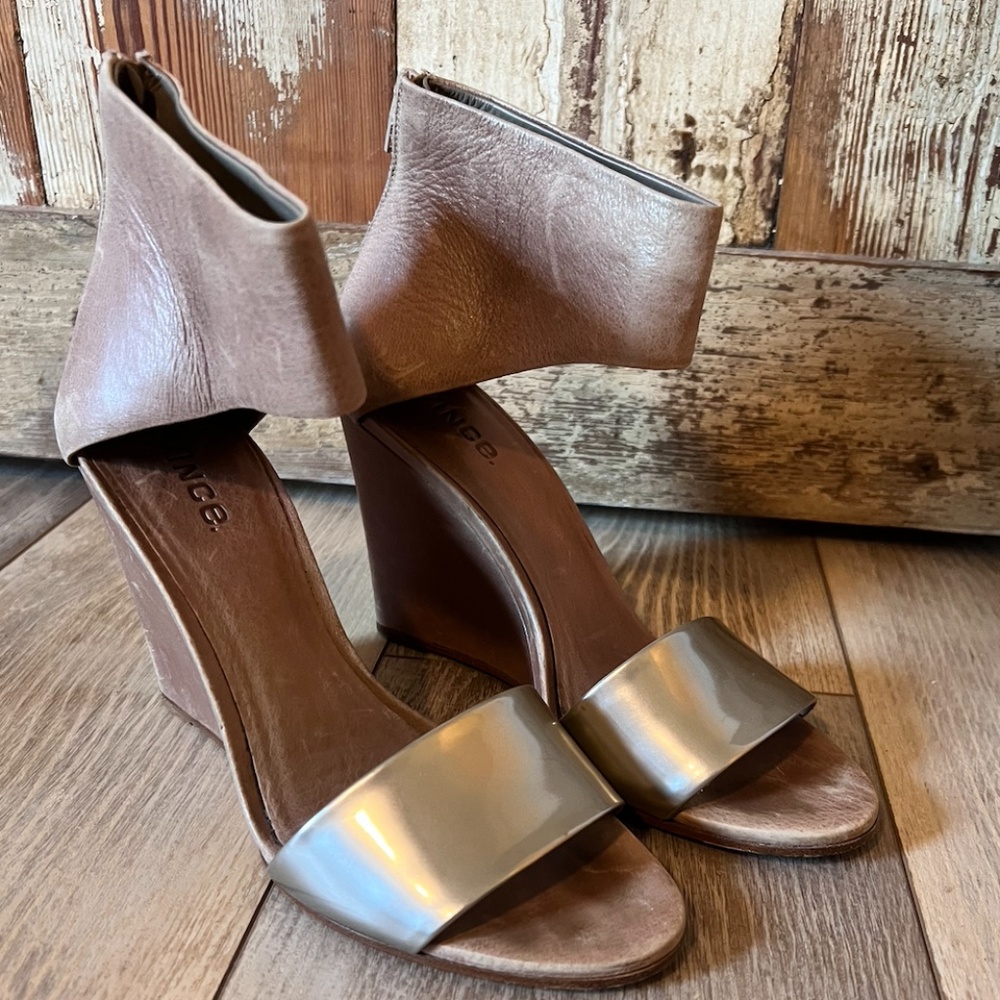 Vince Heels Metallic Silver Size 9